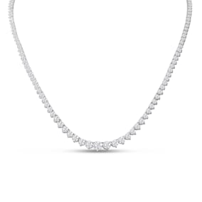 13 Carat Graduated Diamond Tennis Necklace In 14 Karat White Gold
