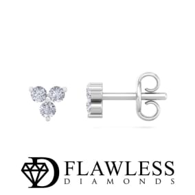 D Flawless Diamonds™ 0.08 Carat Three Stone Diamond Triangle Stud Earrings