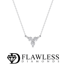 D Flawless Diamonds™ 0.06 Carat Three Stone Diamond Triangle Necklace, 18 Inches