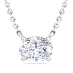 5 Carat Oval Shape Lab Grown Diamond Solitaire Necklace In 14 Karat White Gold