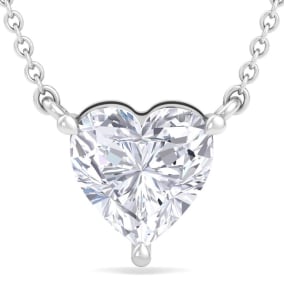 5 Carat Heart Shape Lab Grown Diamond Solitaire Necklace In 14 Karat White Gold