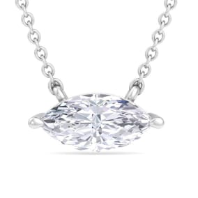 7 Carat Marquise Shape Lab Grown Diamond Solitaire Necklace In 14 Karat White Gold