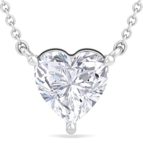 7 Carat Heart Shape Lab Grown Diamond Solitaire Necklace In 14 Karat White Gold