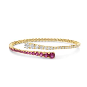 Estate Jewelry 14 Karat Yellow Gold 2 Carat Ruby and Diamond Cuff Bracelet