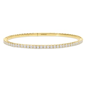 Estate Jewelry 14 Karat Yellow Gold 2 Carat Diamond Tennis Bangle Bracelet, 7 Inches