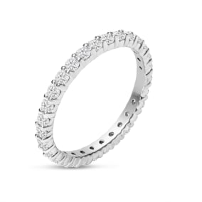 Estate Jewelry 1 Carat Diamond Eternity Ring In 14 White Gold, Size 9