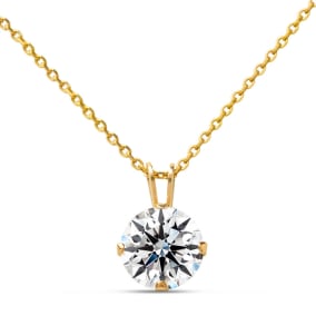1/2 Carat Moissanite Solitaire Necklace In Yellow Gold With Free Chain