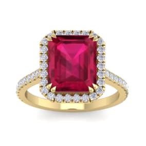 Estate Jewelry 7 1/2 Carat Ruby and Diamond Ring In 14 Karat Yellow Gold. Important, Gorgeous Ruby Ring!, Size 6