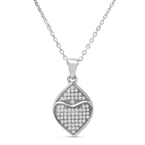 Estate Jewelry Sparkle Double Heart Necklace With Cubic Zirconias In Sterling Silver, 18 Inches
