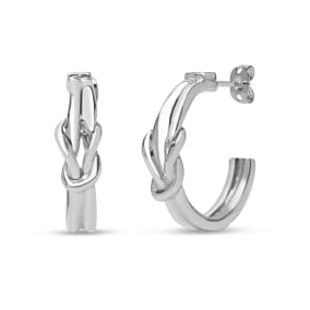 Estate Jewelry Hercules Love Knot Hoop Earrings In Solid Sterling Silver