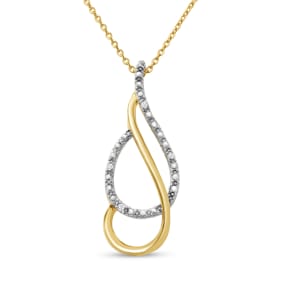 Diamond Accented Modern Necklace In Yellow Gold Over Sterling Silver With Free 18 Inch Chain