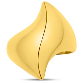 Estate Jewelry Swirl Dome Ring In Yellow Gold Overlay, Size 6.5