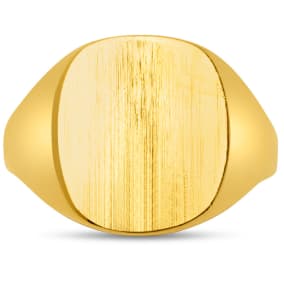Estate Jewelry Gents Cushion Shape Signet Ring In Yellow Gold Overlay, Size 9