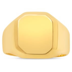 Estate Jewelry Gents Octagon Shape Signet Ring In Yellow Gold Overlay, Size 9.5