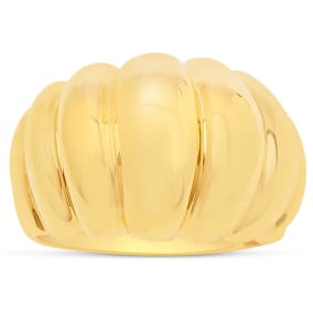 Estate Jewelry Shrimp Dome Ring In Yellow Gold Overlay, Size 7