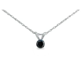 1/10ct Black Diamond Solitaire Pendant in 14k White Gold