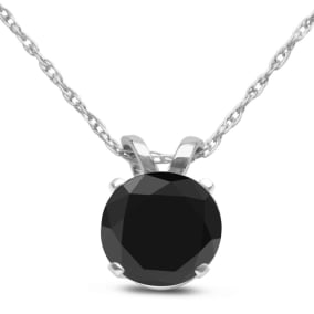 3/4ct Black Diamond Solitaire Pendant in 14k White Gold