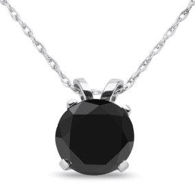 1ct Black Diamond Solitaire Pendant in White Gold