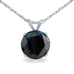 2ct Black Diamond Solitaire Pendant in 14k White Gold