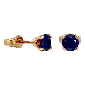 0.60 Carat Blue Sapphire Stud Earrings in Yellow Gold