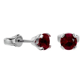 1/2 Carat Ruby Stud Earrings In White Gold