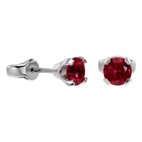 1/2 Carat Garnet Stud Earrings In White Gold