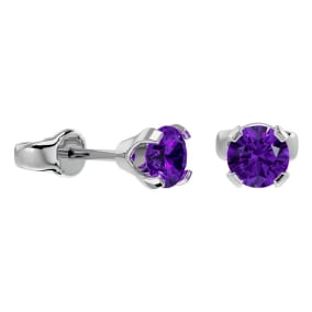 1/2 Carat Amethyst Stud Earrings in White Gold