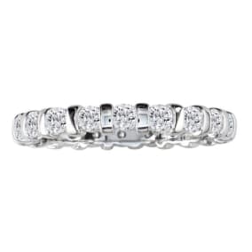 Estate Jewelry Sterling Silver 3 Carat Bar Set Created Diamond Eternity Band in Sterling Silver, Size 6