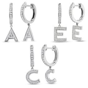 Initial Earrings, Diamond Drop Earrings With All Letters Available – Personalized Initial Jewelry