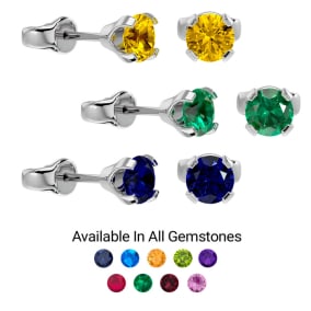 1/2 Carat Gemstone Stud Earrings In White Gold