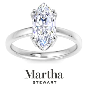 Martha Stewart 2 Carat Marquise Shape Lab Grown Diamond Solitaire Engagement Ring In Sterling Silver
