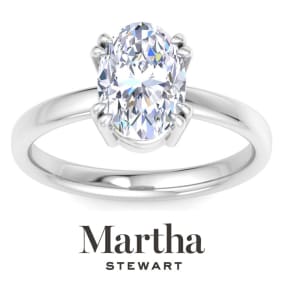 Martha Stewart 2 Carat Oval Shape Lab Grown Diamond Solitaire Engagement Ring In Sterling Silver