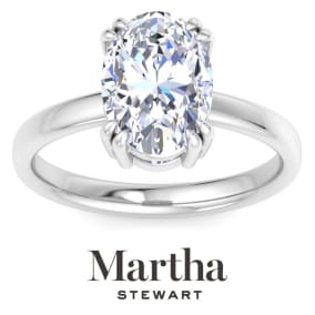 Martha Stewart 3 Carat Oval Shape Lab Grown Diamond Solitaire Engagement Ring In Sterling Silver