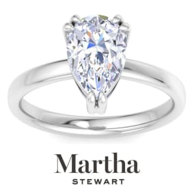 Martha Stewart 2 Carat Pear Shape Lab Grown Diamond Solitaire Engagement Ring In Sterling Silver