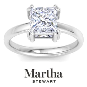 Martha Stewart 2 Carat Princess Cut Lab Grown Diamond Solitaire Engagement Ring In Sterling Silver