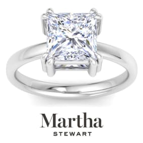 Martha Stewart 3 Carat Princess Cut Lab Grown Diamond Solitaire Engagement Ring In Sterling Silver