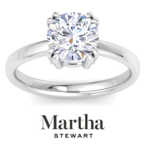 Martha Stewart 2 Carat Round Shape Lab Grown Diamond Solitaire Engagement Ring In Sterling Silver