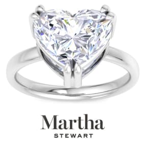 Martha Stewart 5 Carat Heart Shape Lab Grown Diamond Solitaire Engagement Ring In Sterling Silver