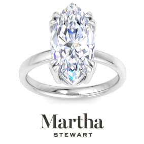 Martha Stewart 5 Carat Marquise Shape Lab Grown Diamond Solitaire Engagement Ring In Sterling Silver