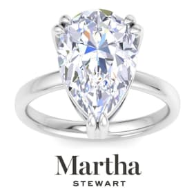 Martha Stewart 5 Carat Pear Shape Lab Grown Diamond Solitaire Engagement Ring In Sterling Silver