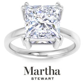 Martha Stewart 5 Carat Princess Cut Lab Grown Diamond Solitaire Engagement Ring In Sterling Silver