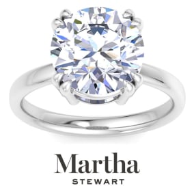 Martha Stewart 5 Carat Round Shape Lab Grown Diamond Solitaire Engagement Ring In Sterling Silver