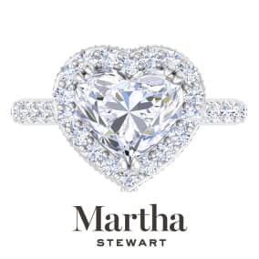 Martha Stewart 4 Carat Heart Shape Lab Grown Diamond Hidden Halo Engagement Ring In Sterling Silver