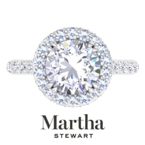 Martha Stewart 4 Carat Round Lab Grown Diamond Hidden Halo Engagement Ring In Sterling Silver