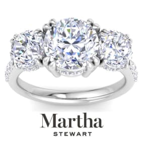 Martha Stewart 5 1/2 Carat Round Lab Grown Diamond Three Stone Plus Engagement Ring In Sterling Silver