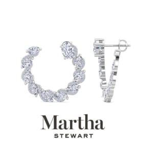 Martha Stewart 5 Carat Lab Grown Diamond Hoop Earrings In Sterling Silver, Oval