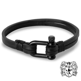 Bruno Magli Mens Paneled Leather Bracelet, Black