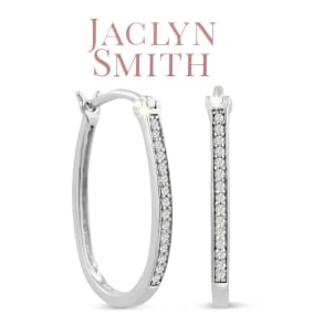Jaclyn Smith 1/4 Carat Oval Shape Sparkling Moissanite Hoop Earrings, 1 Inch
