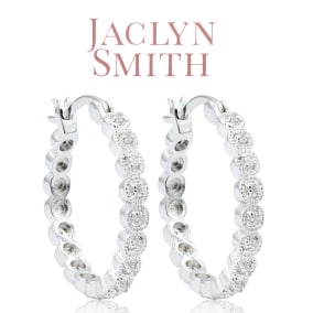 Jaclyn Smith 1/4 Carat Sparkling Moissanite Hoop Earrings, 3/4 Inch