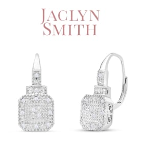Jaclyn Smith 1/4 Carat Sparkling Moissanite Leverback Earrings, 3/4 Inch